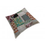 Jaipuri Patch Work Design Cotton Cushion Covers in White Color Size 17x17 Inch